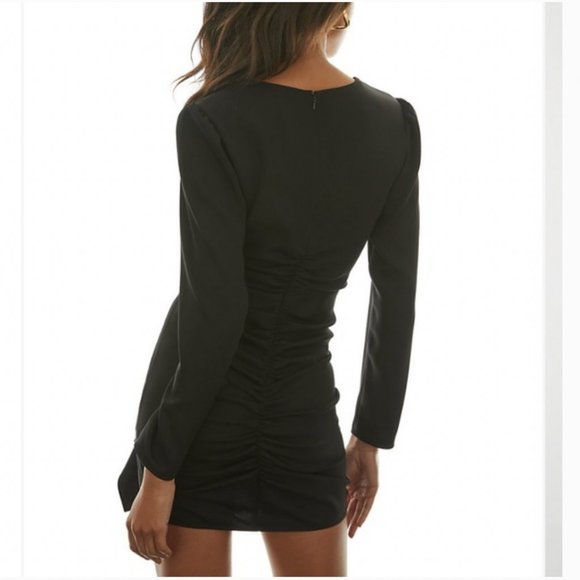 Aritzia Babaton Black Mini Vneck Encore Dress 00 - Picture 3 of 6